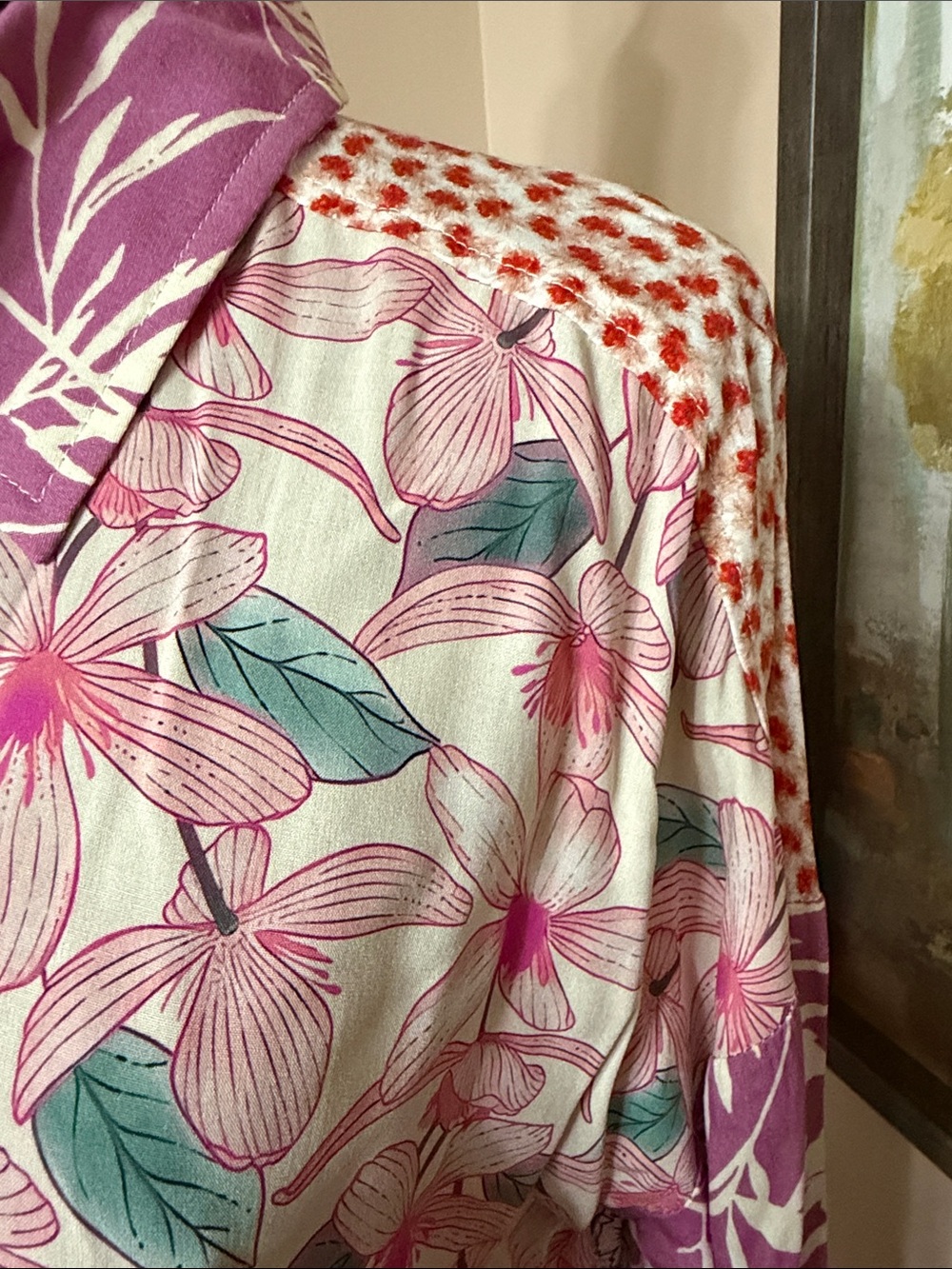 Patchwork Floral Button-Front Blouse - Pink Multi NWOT - Picture 7 of 12